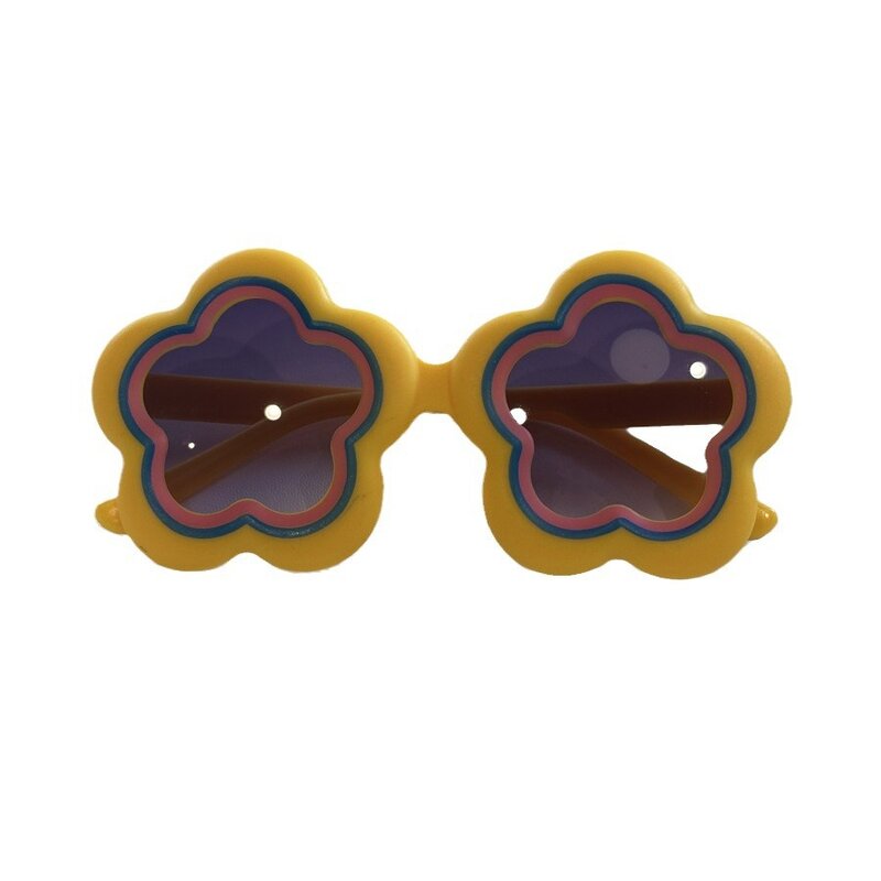 Children Sunglasses Manufacturer - Flower Round Thick Frame UV400 Blue/Yellow Sun Protection