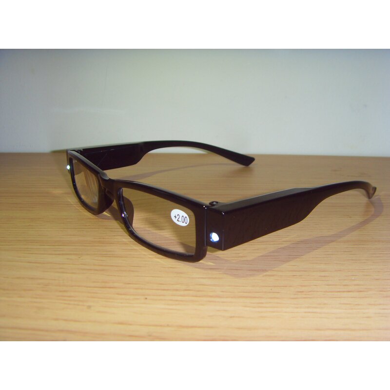 Reading Glasses Manufacturer - Square Frame with LED Lighting Resin Lenses Portable Folding