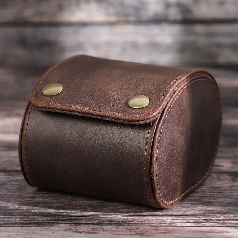 Watch Case Manufacturer - Crazy Horse Leather Single Portable Anti-fall Storage & Custom LOGO