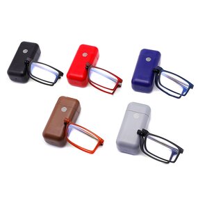 Reading Glasses Manufacturer - Folding Stainless Steel Antenna Leg Rectangular Frame Anti Blue Light Portable