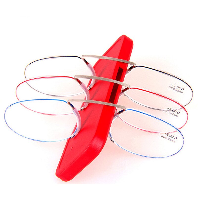 Reading Glasses Manufacturer - Card Style Lightweight Oval Frameless Metal Clip Nose Presbyopic