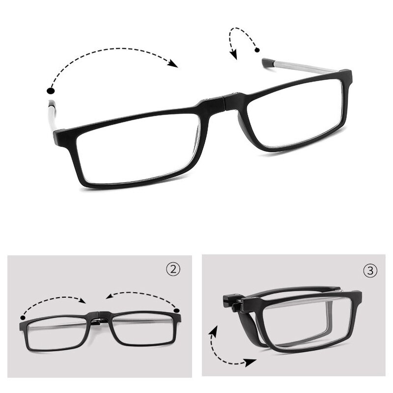 Reading Glasses Manufacturer - Folding Stainless Steel Antenna Leg Rectangular Frame Anti Blue Light Portable