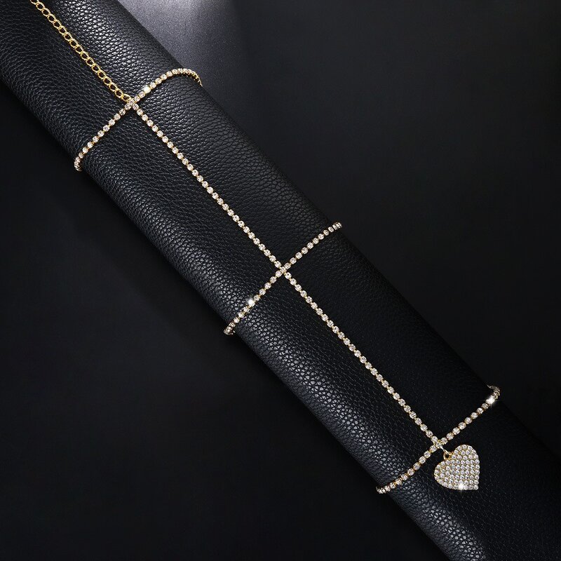 Leg Chain Manufacturer - Rhinestone Heart Waist Chain Full Diamond Sexy for Evening Dress Fine Jewelry