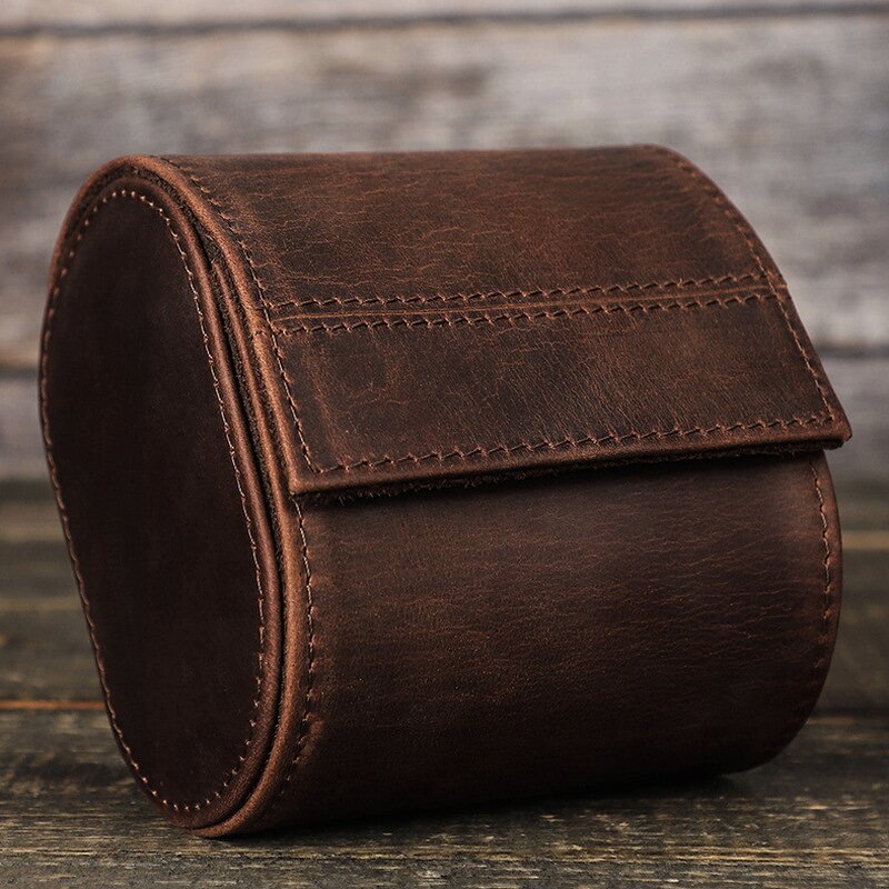 Watch Case Manufacturer - Crazy Horse Leather Detachable Travel Portable Storage Box & Custom LOGO