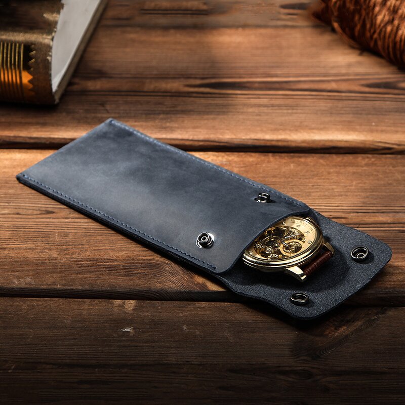Watch Case Manufacturer - Cowhide Leather Single Travel Portable Storage Bag & Custom Logo