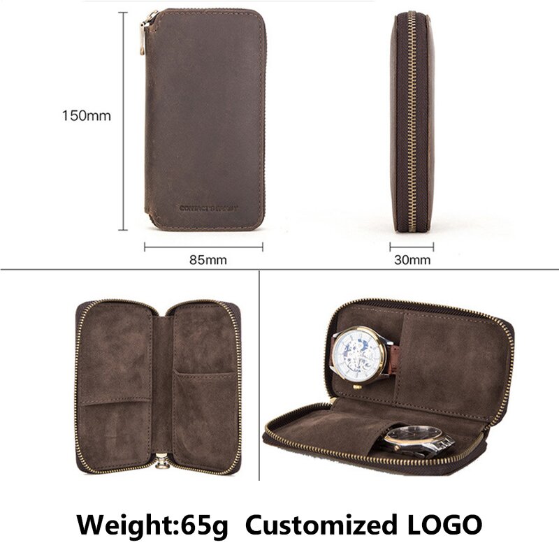 Watch Case Manufacturer - Top Layer Cowhide Leather Handmade Storage Couple Box & Custom LOGO