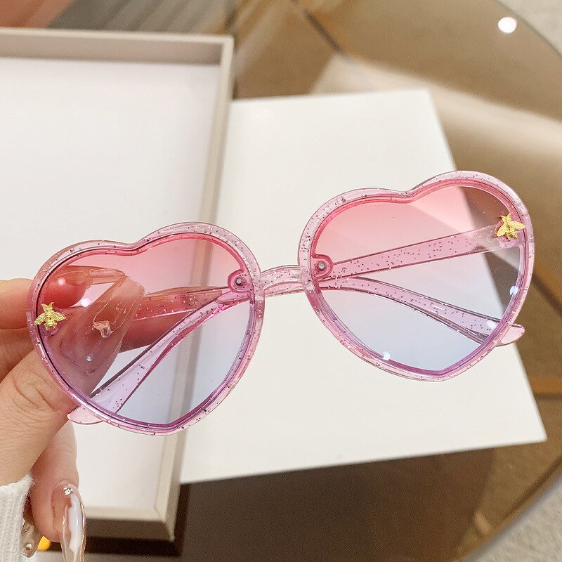 Children Sunglasses Manufacturer - Little Bee Decoration Light Color Gradient Lens Jelly Heart Frame