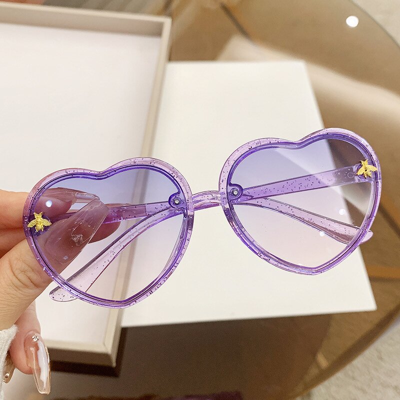 Children Sunglasses Manufacturer - Little Bee Decoration Light Color Gradient Lens Jelly Heart Frame