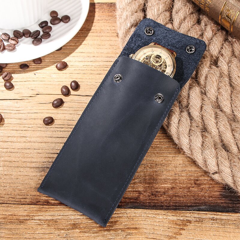 Watch Case Manufacturer - Cowhide Leather Single Travel Portable Storage Bag & Custom Logo