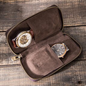 Watch Case Manufacturer - Top Layer Cowhide Leather Handmade Storage Couple Box & Custom LOGO
