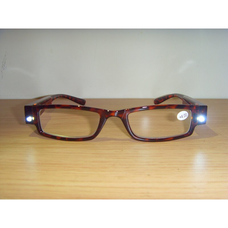 Reading Glasses Manufacturer - Square Frame with LED Lighting Resin Lenses Portable Folding