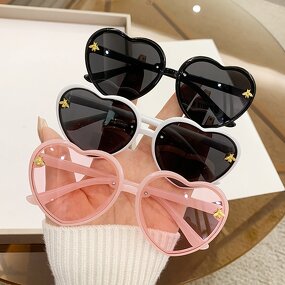 Children Sunglasses Manufacturer - Little Bee Decoration Light Color Gradient Lens Jelly Heart Frame