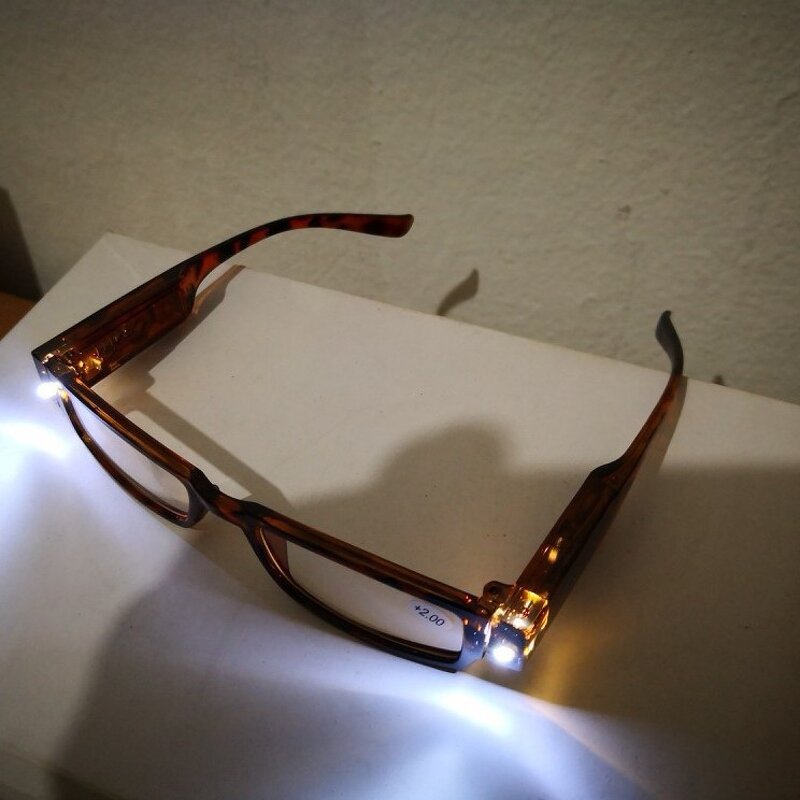 Reading Glasses Manufacturer - Square Frame with LED Lighting Resin Lenses Portable Folding