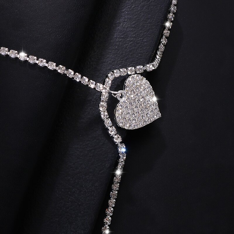 Leg Chain Manufacturer - Rhinestone Heart Waist Chain Full Diamond Sexy for Evening Dress Fine Jewelry