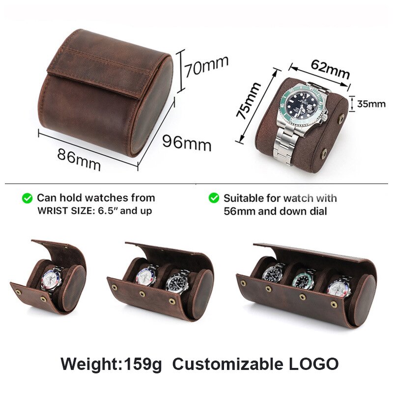 Watch Case Manufacturer - Crazy Horse Leather Detachable Travel Portable Storage Box & Custom LOGO