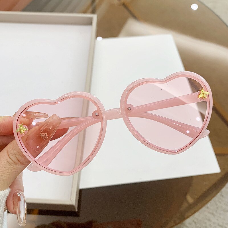 Children Sunglasses Manufacturer - Little Bee Decoration Light Color Gradient Lens Jelly Heart Frame