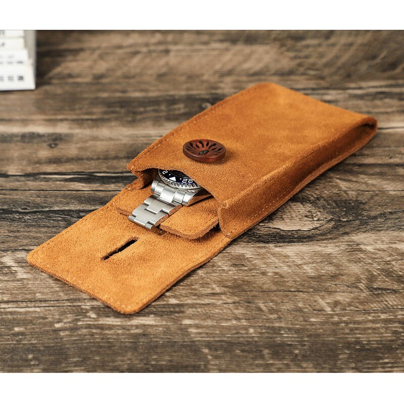 Watch Case Manufacturer - Suede Cowhide Leather Single Casual Mechanical Portable Storage Bag