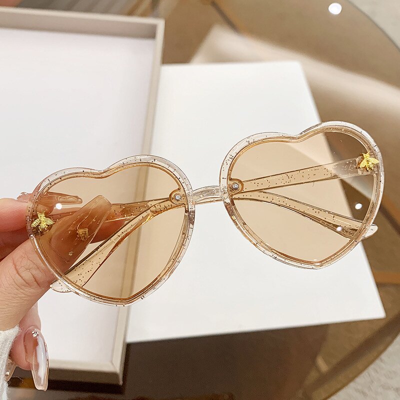 Children Sunglasses Manufacturer - Little Bee Decoration Light Color Gradient Lens Jelly Heart Frame