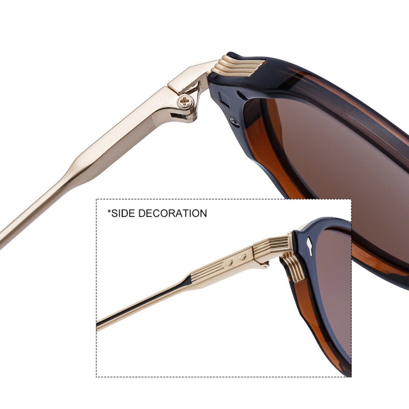 Sunglasses Manufacturer - UV400 Metal Temple Oval Frame Polarized European & American Retro