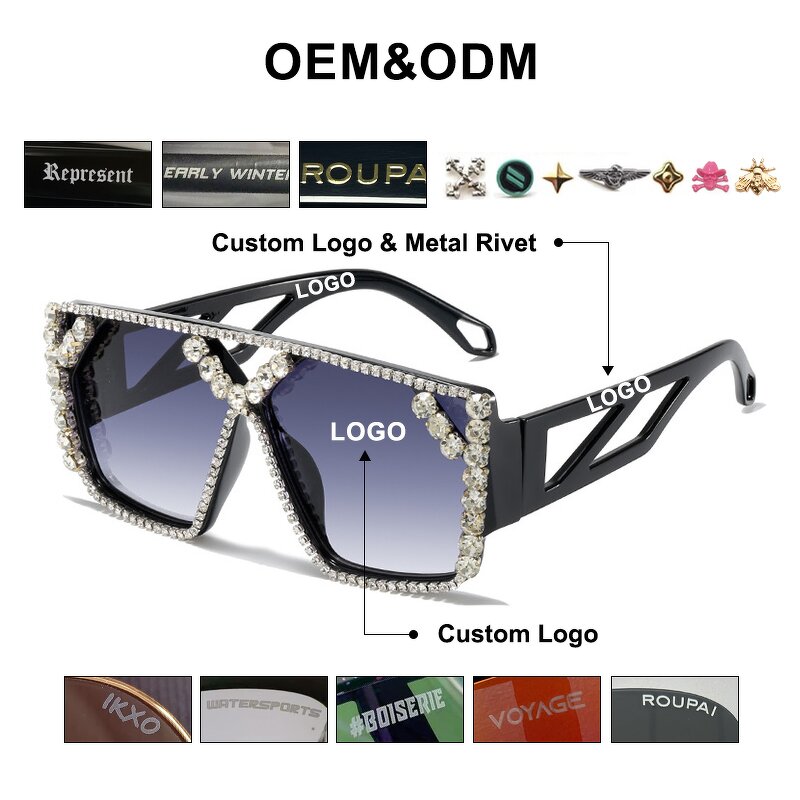 Sunglasses for Women Manufacturer - Oversized Square UV400 Hand Diamond Luxury for Beach Party