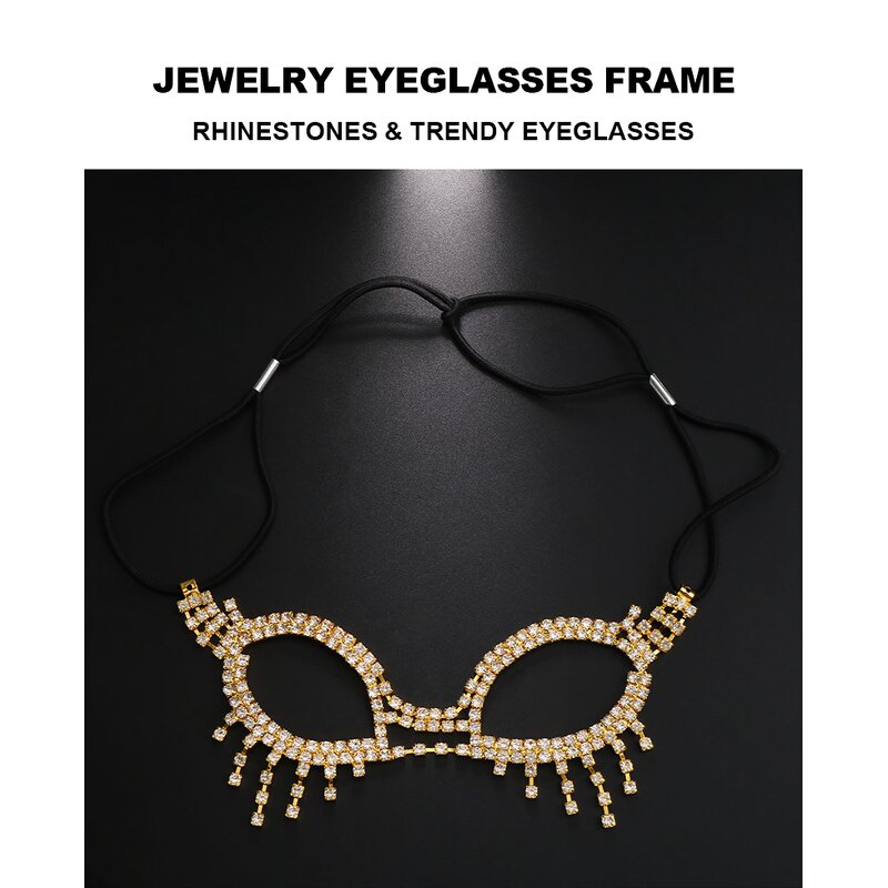Eyewear Chain Manufacturer - Hollow Out Rhinestone Jewelry Elastic Dance Fringe Face Jewelry
