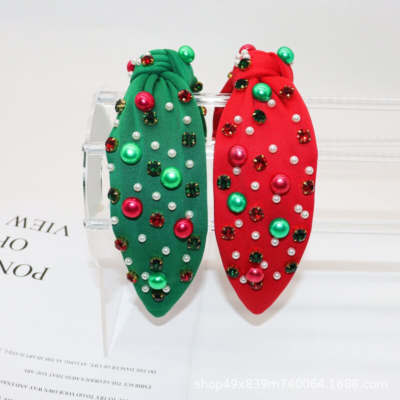 Hair Accessories for Women Manufacturer - Rhinestone Jewelry Christmas Headband Handmade Hair Clip