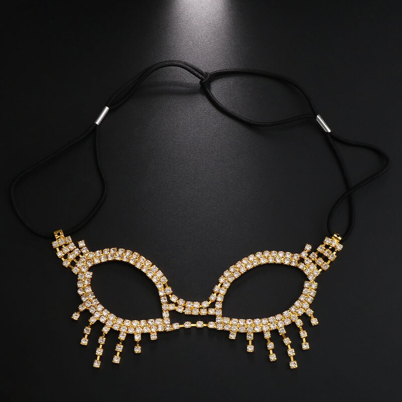 Eyewear Chain Manufacturer - Hollow Out Rhinestone Jewelry Elastic Dance Fringe Face Jewelry