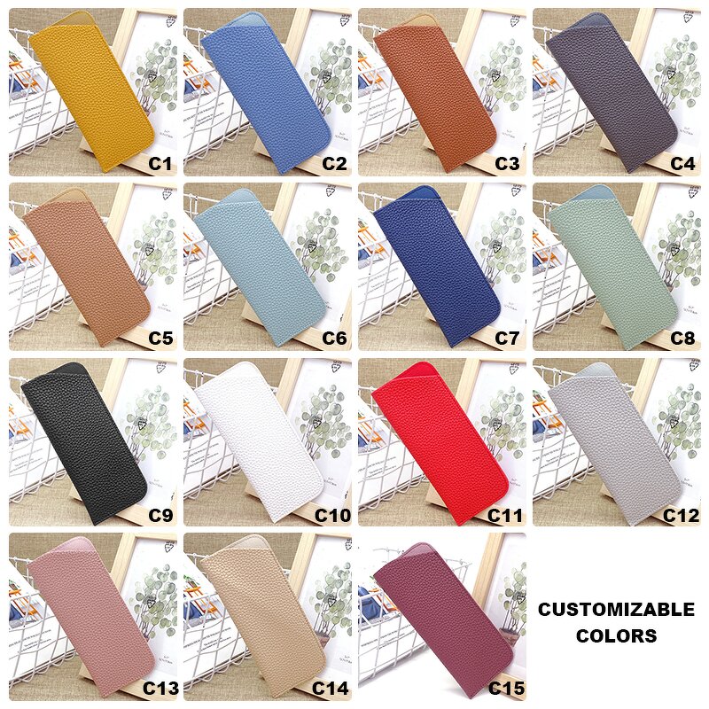 Eyeglasses Cases Manufacturer - Thick PU Leather Litchi Pattern Protective Cover Sunglasses Storage