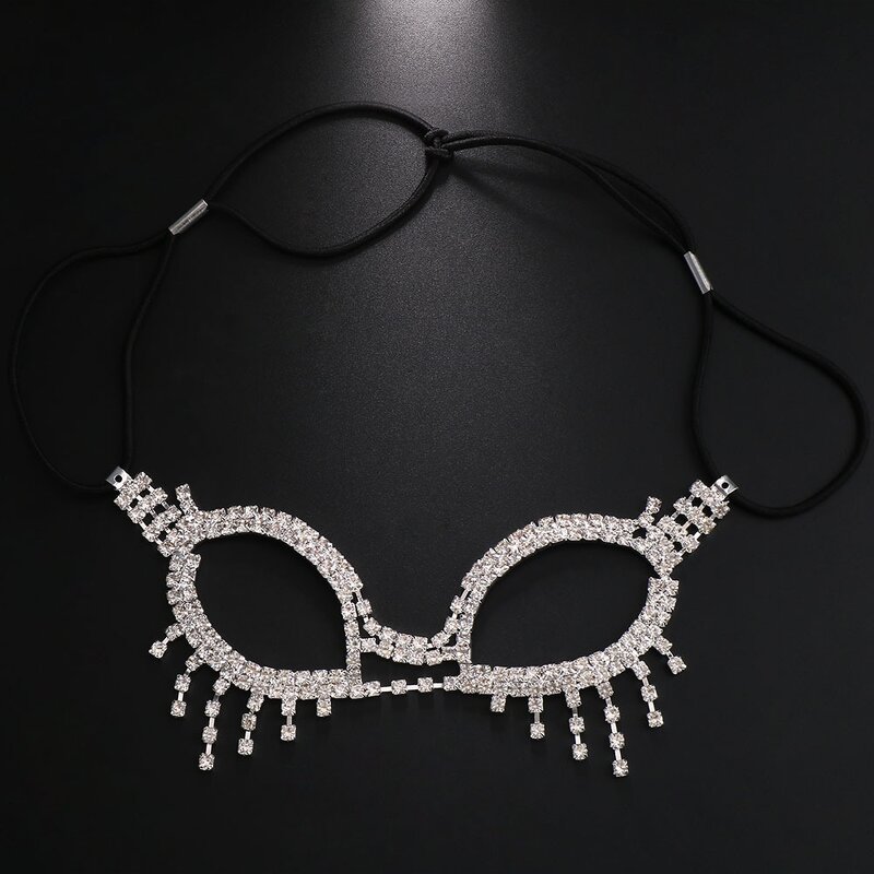 Eyewear Chain Manufacturer - Hollow Out Rhinestone Jewelry Elastic Dance Fringe Face Jewelry