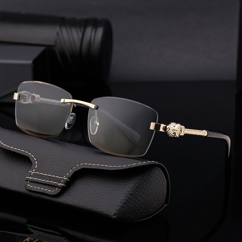 Sunglasses for Women Manufacturer - Leopard Head Decorate Rimless Square Metal UV400 for Business
