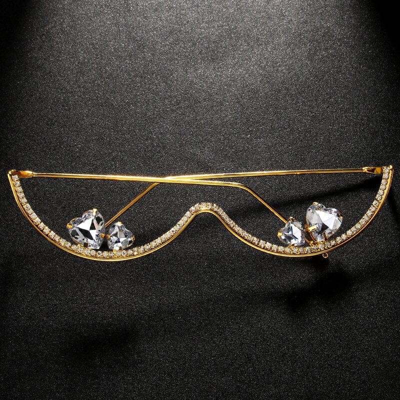 Eyeglasses Frames Manufacturer - Double Heart Rhinestone Frame without Lens Women's Jewelry Accessories