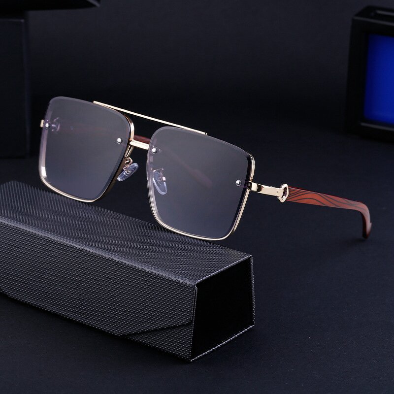 Sunglasses for Women Manufacturer - UV400 Wood Grain Double Beam Square Metal Frame for Business
