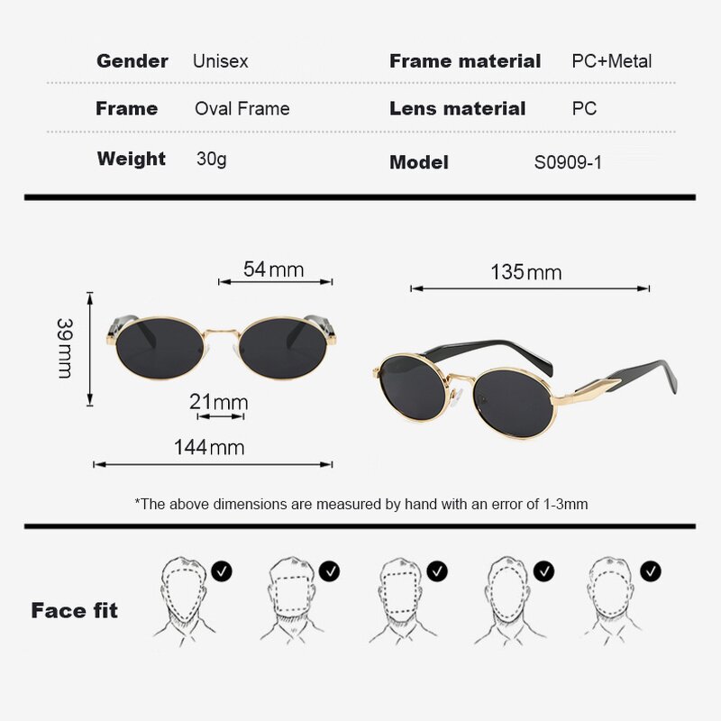 Sunglasses for Women Manufacturer - UV400 Small Oval Metal Frame Luxury Brand