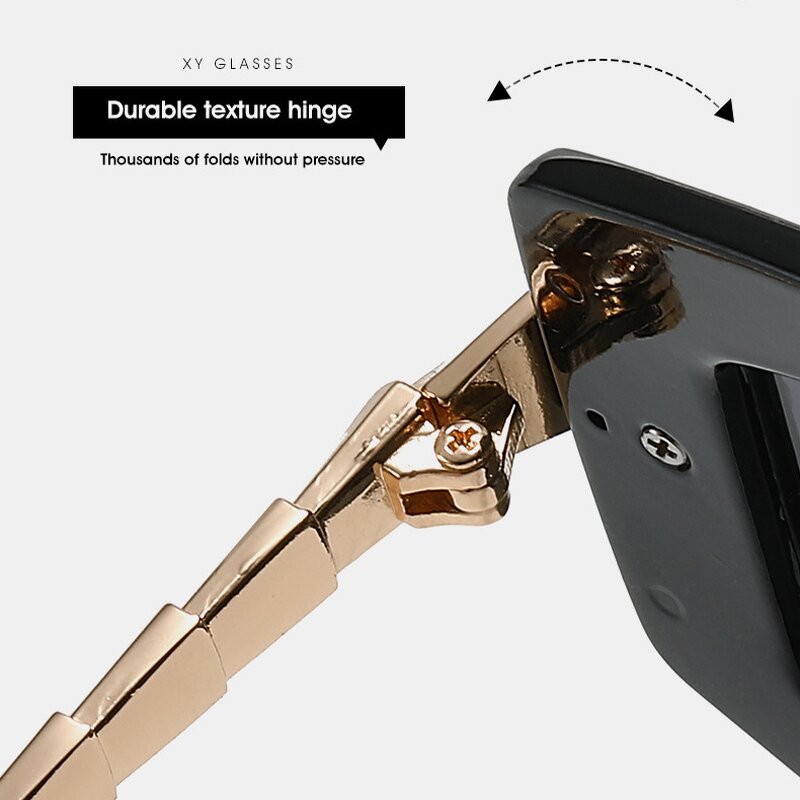 Sunglasses for Women Manufacturer - UV400 Serpentine Metal Temple Polygonal Frame Luxury European & American