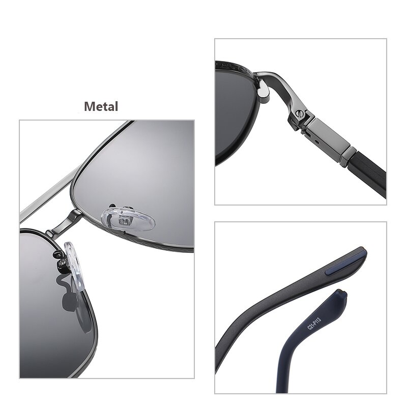Pilot Sunglasses Manufacturer - UV400 Carbon Fiber Temple Square Metal Frame Polarized & Custom Logo