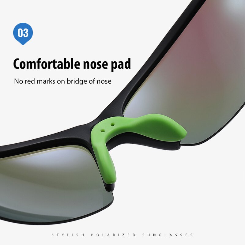 Sports Sunglasses Manufacturer - UV400 Half Rimless TR90 Frame Square Polarized & Custom Logo