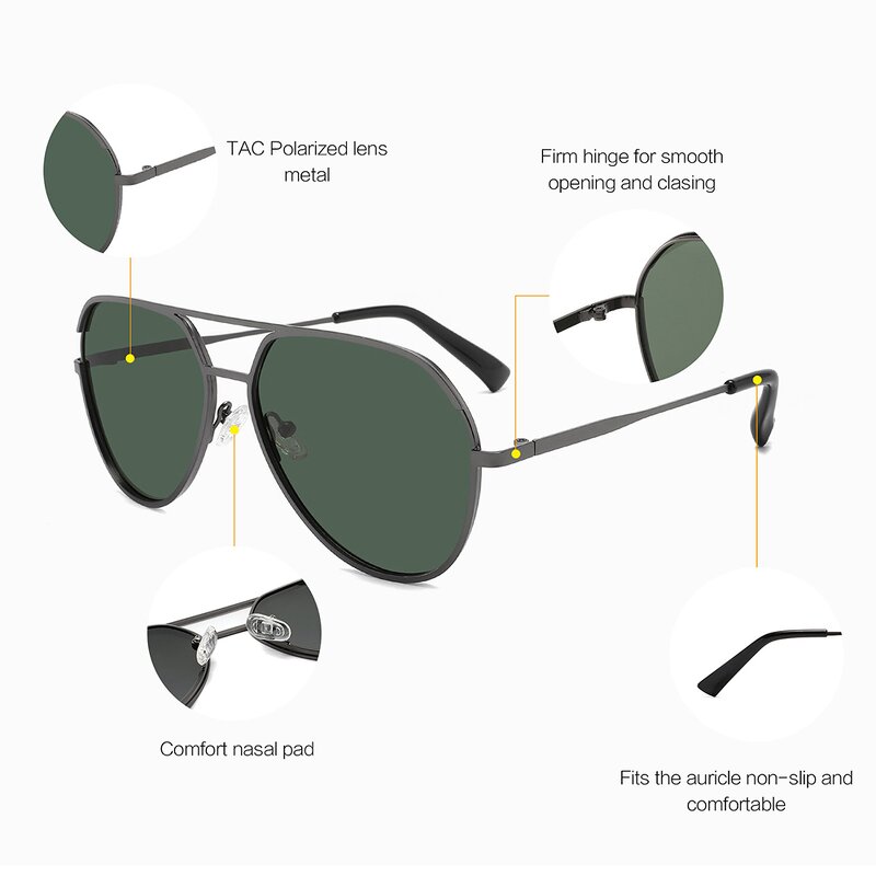 Pilot Sunglasses Manufacturer - Large Metal Frame Polarized Classic Retro for Driving