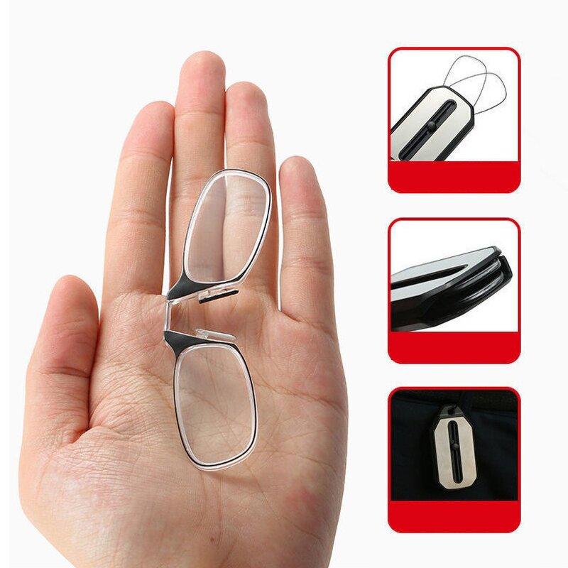 Reading Glasses Manufacturer - Ultra Thin Card Portable Keychain Foldable Clip Nose with Case
