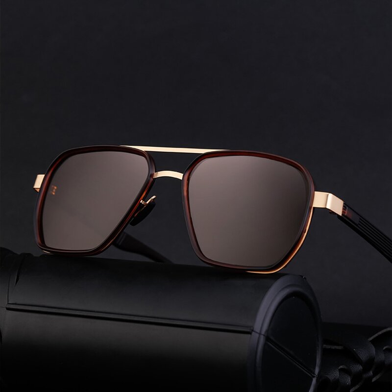 Polarized Sunglasses for Men Manufacturer - Unique Rectangle Double Beam Metal Frame for Outdoor Driving