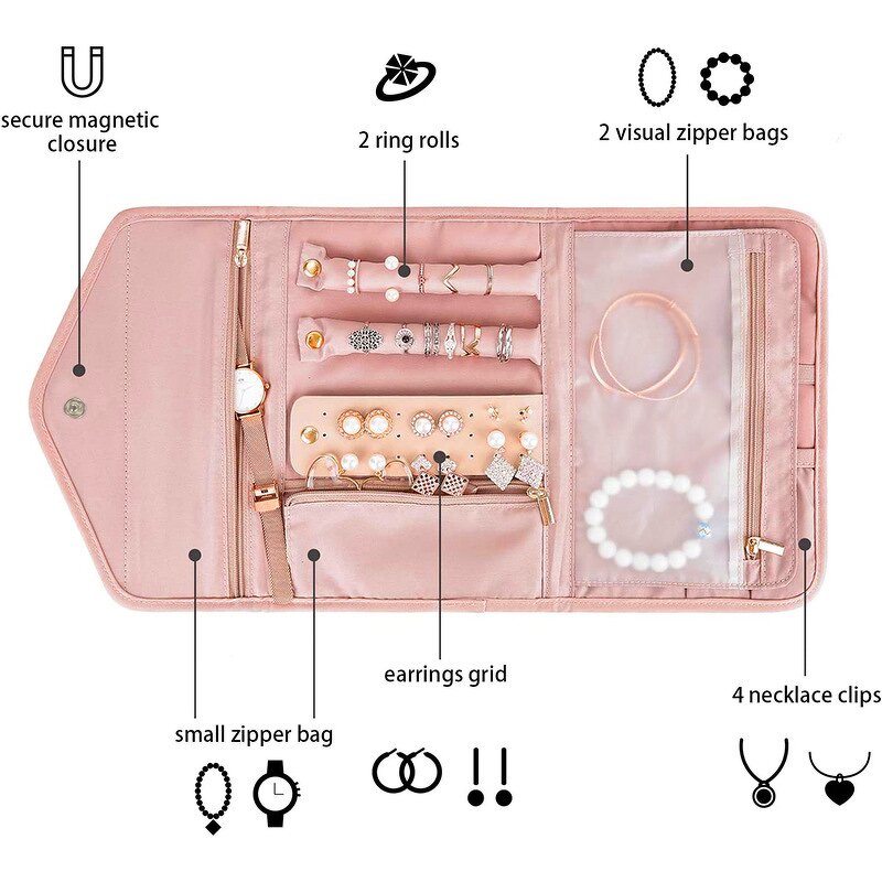 Jewelry Storage Box Manufacturer - Portable Traveler's Folding Bag Multifunctional for Necklace Earrings