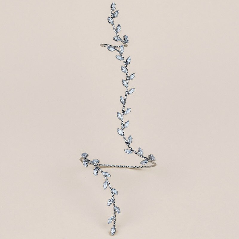 Fashion Bracelets Manufacturer - Rhinestone Plant Silver Jewelry Bangles Charm Bracelets for Women