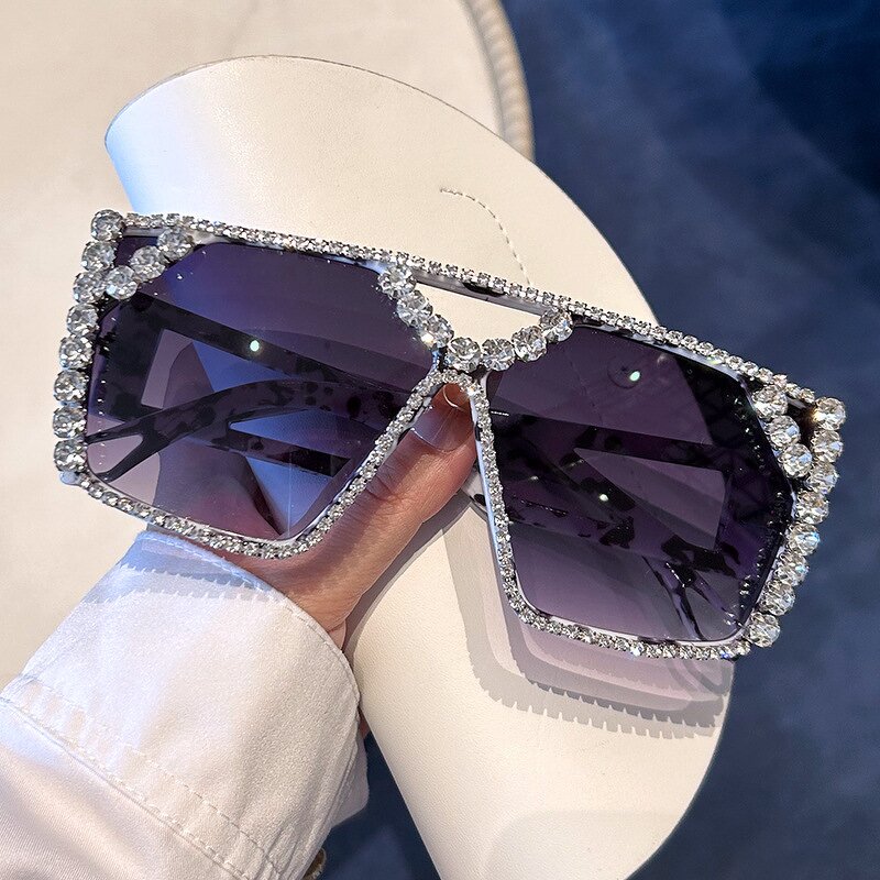 Sunglasses for Women Manufacturer - Oversized Square UV400 Hand Diamond Luxury for Beach Party