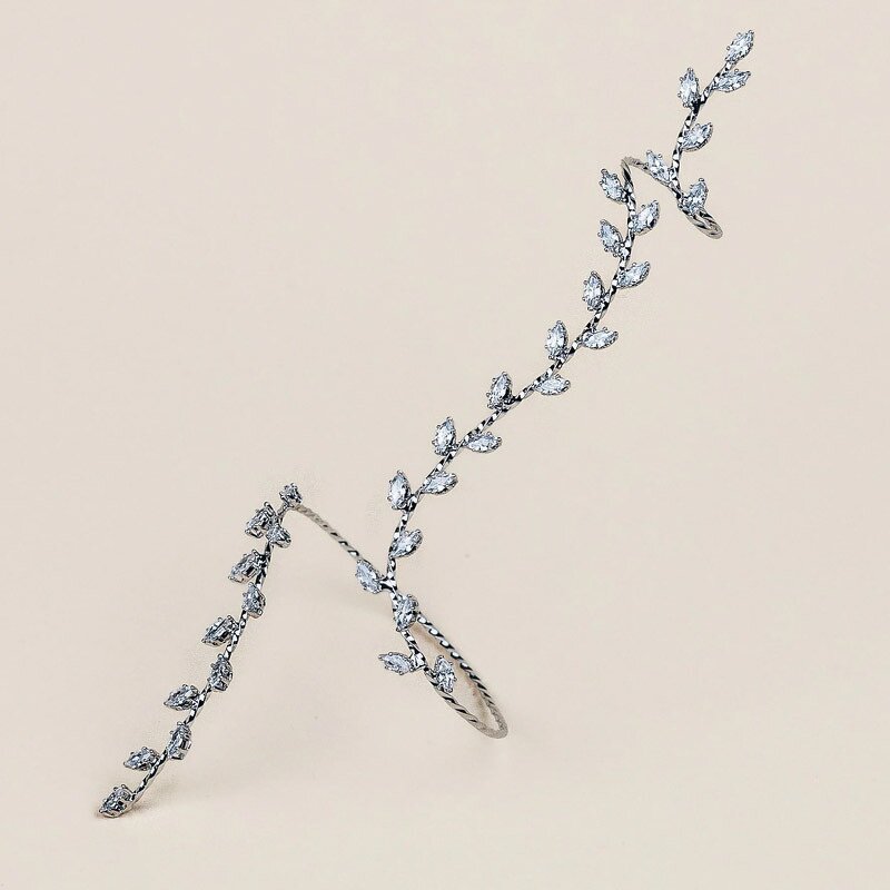 Fashion Bracelets Manufacturer - Rhinestone Plant Silver Jewelry Bangles Charm Bracelets for Women