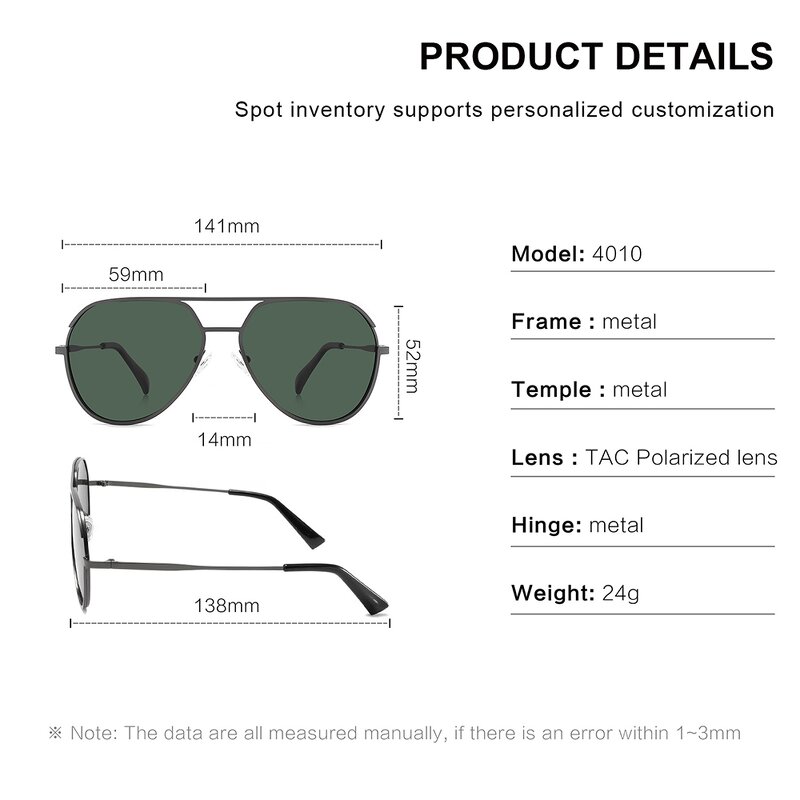 Pilot Sunglasses Manufacturer - Large Metal Frame Polarized Classic Retro for Driving