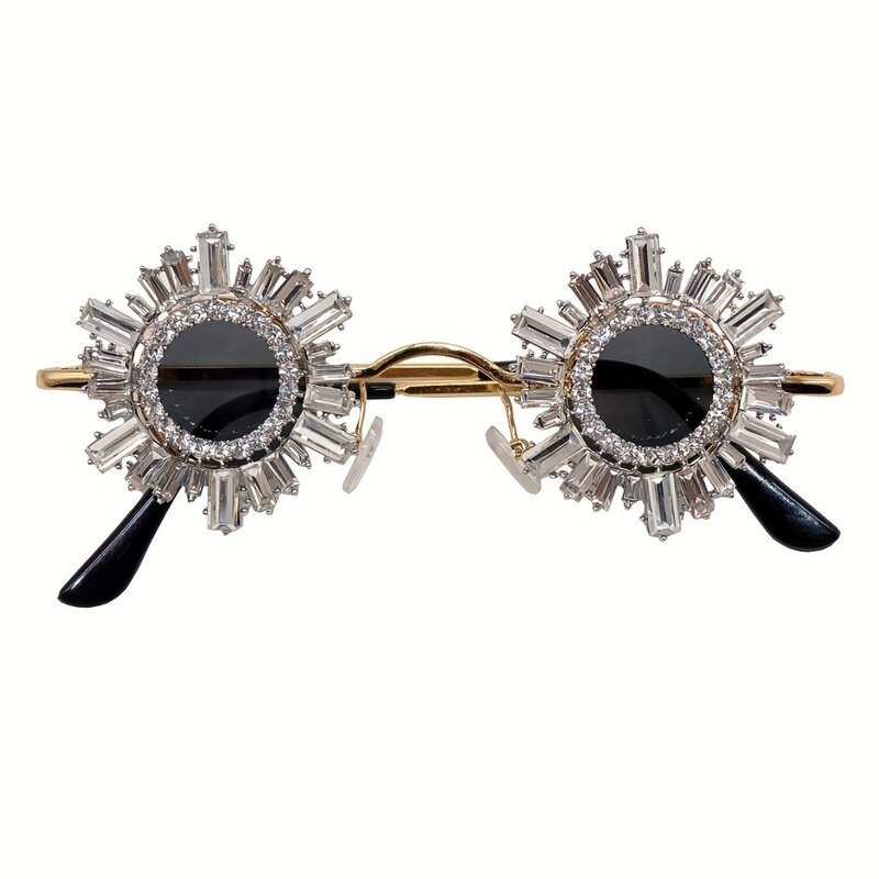 Sunglasses Manufacturer - Retro Hip Hop Diamond Embellished Ultra Small Round Metal Frame Unisex