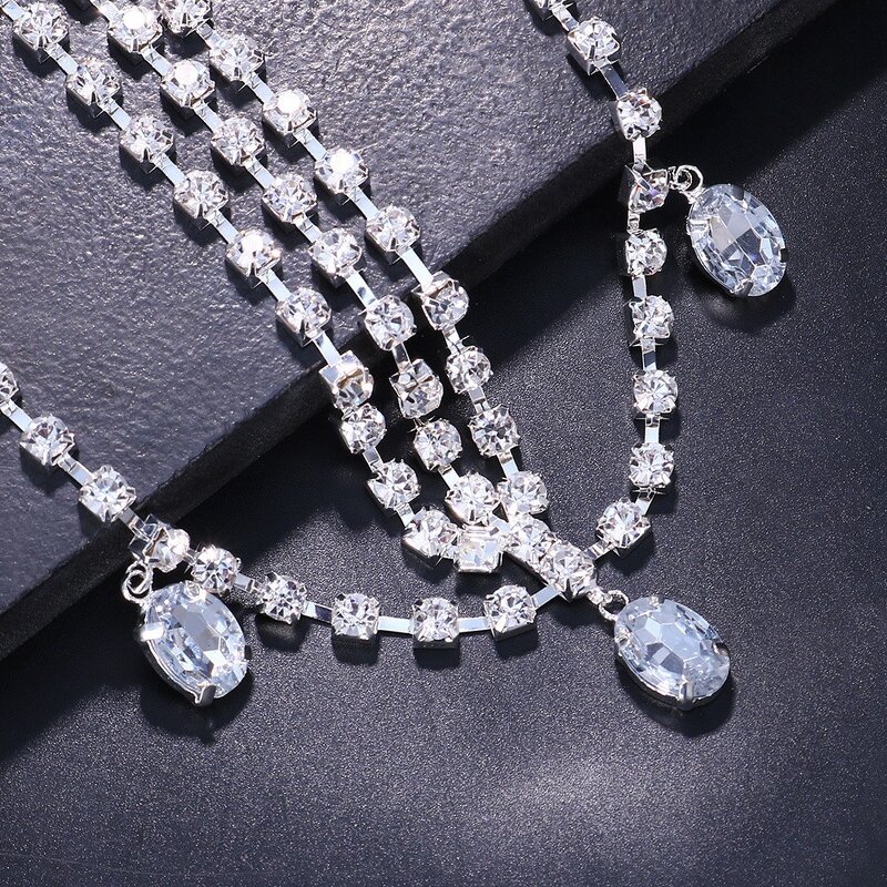 Wedding Headdress Manufacturer - Rhinestone Pendant Bridal Diamond Sparkly Headwear Stainless Steel