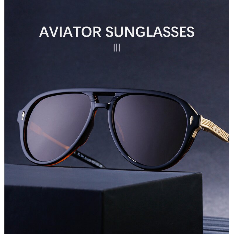 Sunglasses Manufacturer - UV400 Metal Temple Oval Frame Polarized European & American Retro