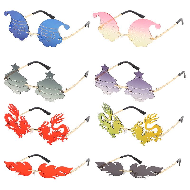 Sunglasses Manufacturer - UV400 Cartoon Dragon Flame Festive Rimless for Christmas Party