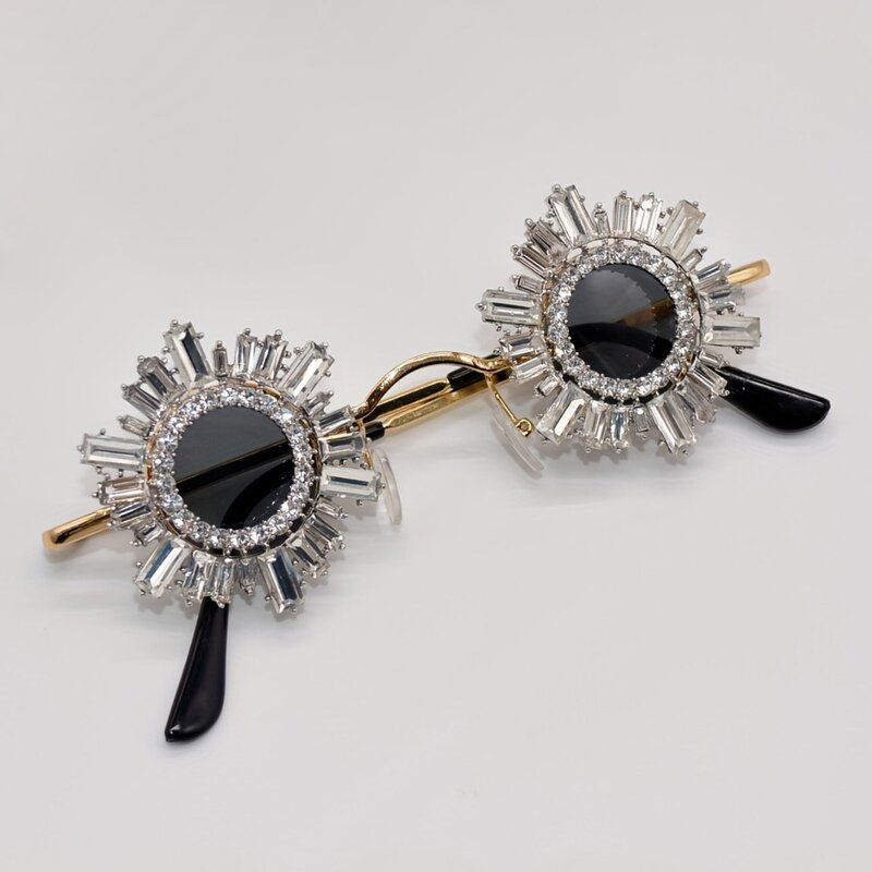 Sunglasses Manufacturer - Retro Hip Hop Diamond Embellished Ultra Small Round Metal Frame Unisex