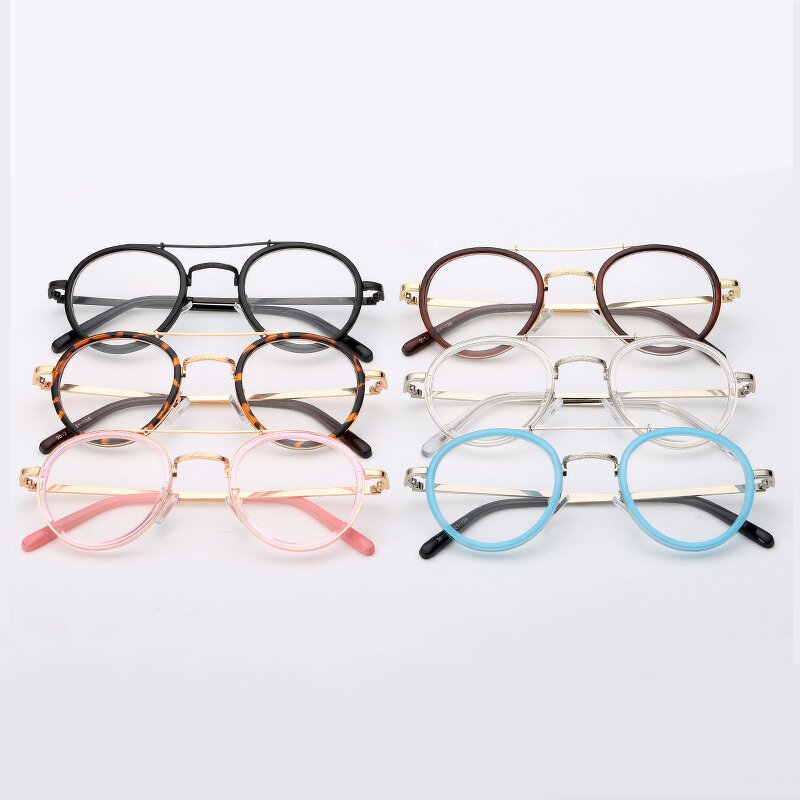 Optical Frames for Men Manufacturer - Round Double Bridge Metal Retro Artistic Plain
